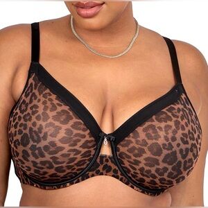 Curvy Couture Women's Sheer Mesh Full-Coverage Unlined Underwire Bra 46DD